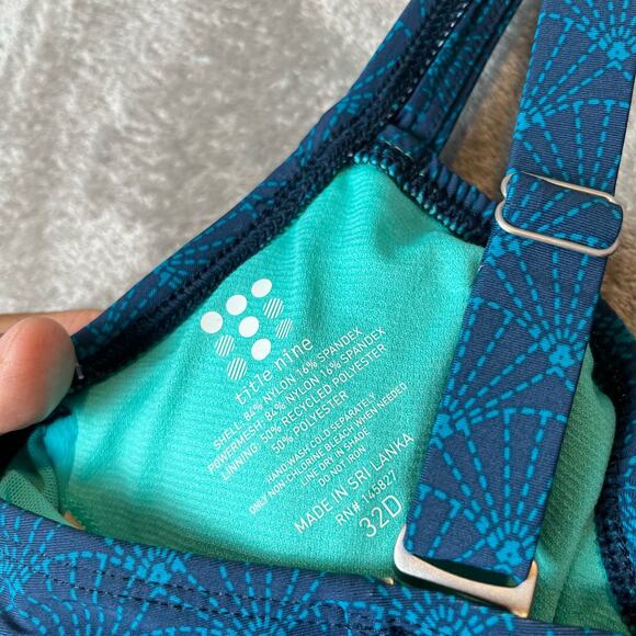 Title Nine Sz 32D Bodacious‎ Tankini Swim Top Turquoise Floral Detail Blue New - Picture 3 of 5